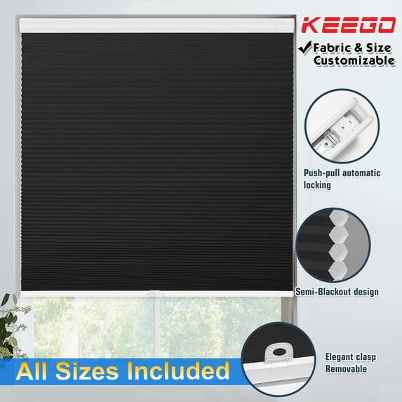 Keego Cordless Cellular Shades Window Blinds Size and Color Customizable Slate Blue Semi-Blackout 32"w x 56"h