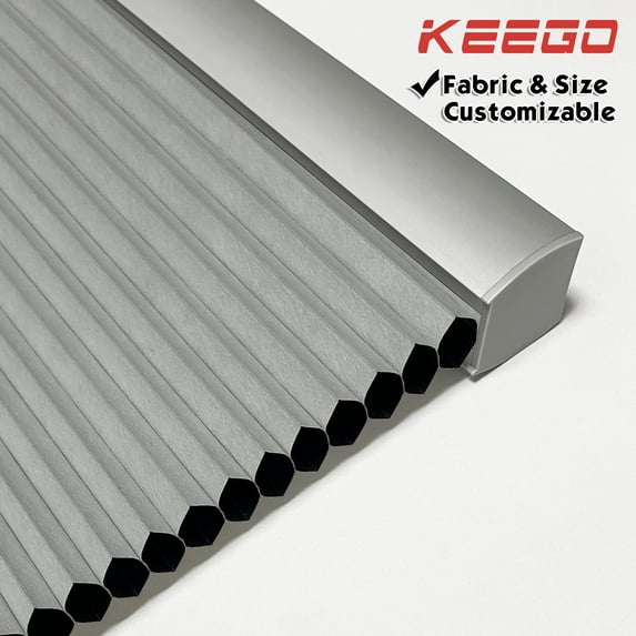 Keego Cordless Cellular Shades Window Blinds Size and Color Customizable Slate Grey Blackout Fabric White Case 26"w x 44"h