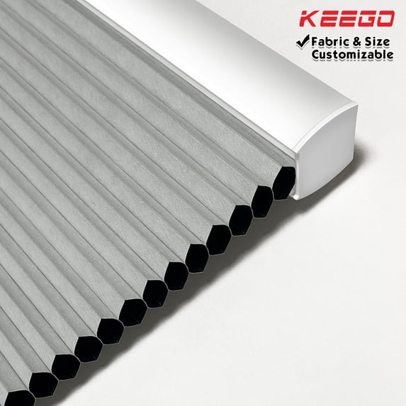 Keego Cordless Cellular Shades Window Honeycomb Shade Size and Color Customizable Grey Blackout Fabric White Case 46"w x 44"h