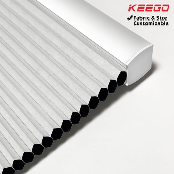 Keego Cordless Cellular Shades Window Honeycomb Shade Size and Color Customizable White Blackout Fabric White Case 30"w x 36"h