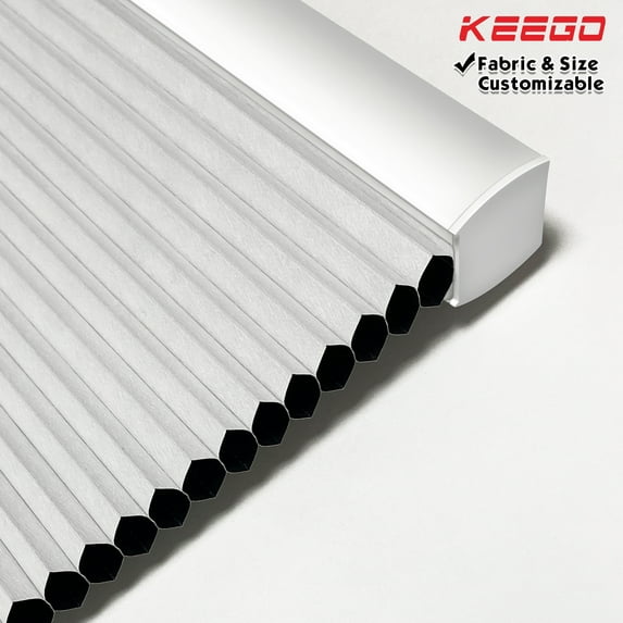 Keego Cordless Cellular Shades Window Honeycomb Shade Size and Color Customizable White Blackout Fabric White Case 42"w x 60"h