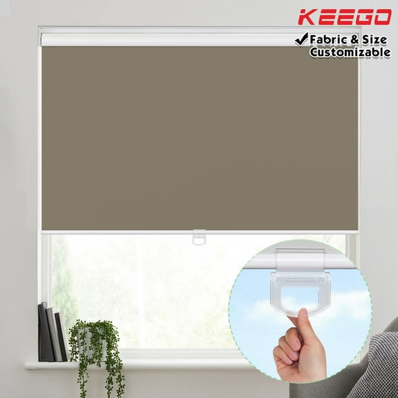 Keego Cordless Roller Shades Free-Stop Windows Blinds 100% Blackout Privacy or Living Room Bedroom Nursery Office Customizable Color and Size Rosy Brown 45"w x 60"h