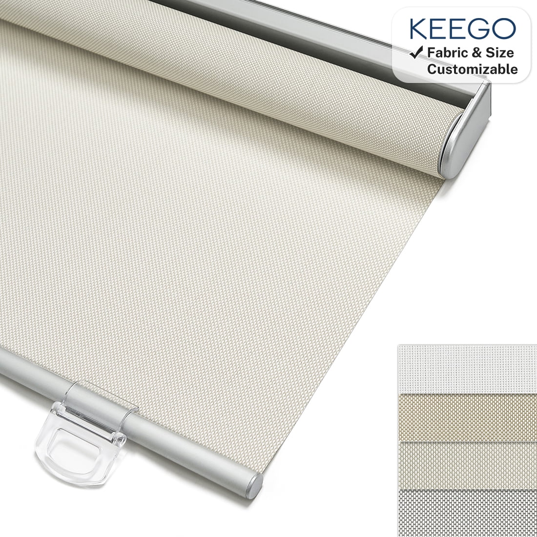 Keego Cordless Roller Shades Light Filtering Blinds for Windows Room Darkening Rolled Up Shades UV Protection Window Shades Door Blinds for Home and Office(Ivory, 34"W x 36"H)