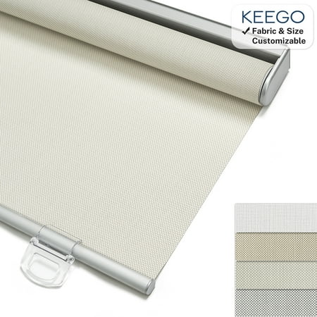 Keego Cordless Roller Shades Light Filtering Blinds for Windows Room Darkening Rolled Up Shades UV Protection Window Shades Door Blinds for Home and Office(Ivory, 36"W x 54"H)