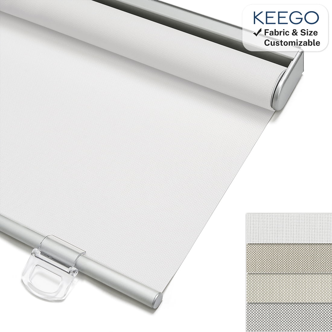 Keego Cordless Roller Shades Light Filtering Blinds for Windows Room Darkening Rolled Up Shades UV Protection Window Shades Door Blinds for Home and Office(White, 27"W x 54"H)