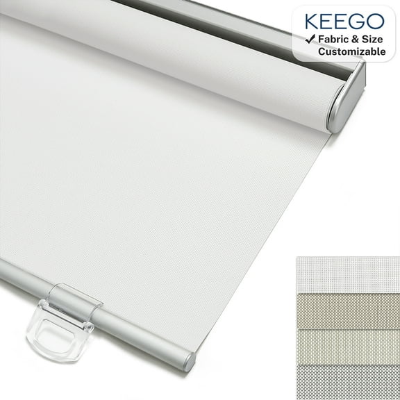 Keego Cordless Roller Shades Light Filtering Blinds for Windows Room Darkening Rolled Up Shades UV Protection Window Shades Door Blinds for Home and Office(White, 32"W x 36"H)