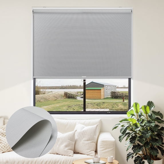 Keego Cordless Roller Shades for Window Mini 90% Blackout Roller Blinds for Window Doors Custom Gray, 70"W x 72"H