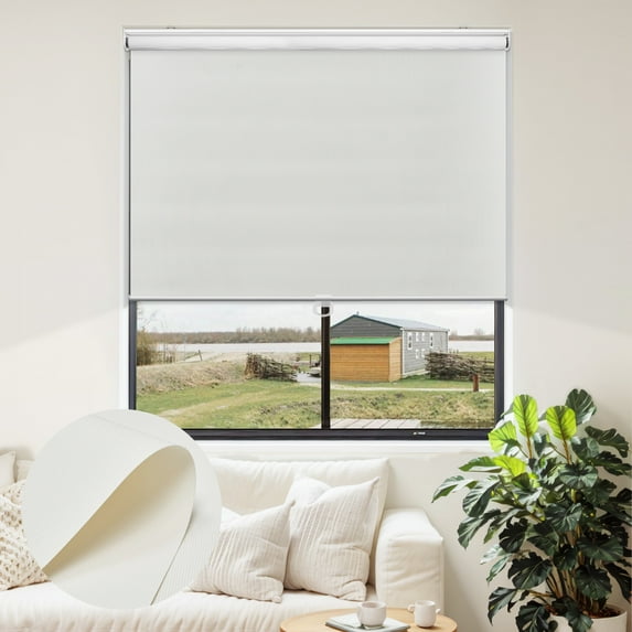 Keego Cordless Roller Shades for Window Mini 90% Blackout Roller Blinds for Window Doors Custom Ivory, 38"W x 60"H