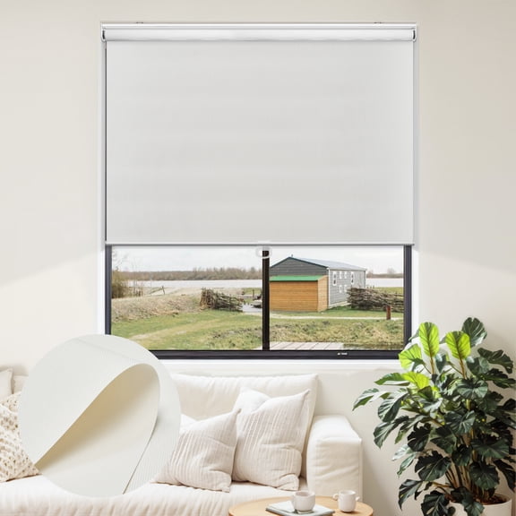 Keego Cordless Roller Shades for Window Mini 90% Blackout Roller Blinds for Window Doors Custom Ivory, 60"W x 60"H