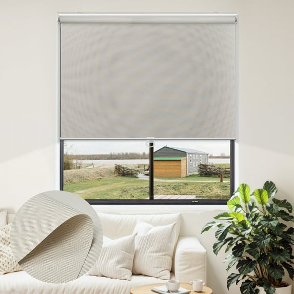 Keego Cordless Roller Shades for Window Mini 90% Blackout Roller Blinds for Window Doors Custom Khaki, 35"W x 60"H