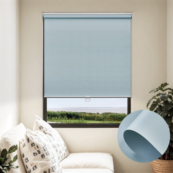 Keego Cordless Roller Shades for Window Mini Blackout Roller Blinds for Window Doors Custom Blue, 61"W x 36"H