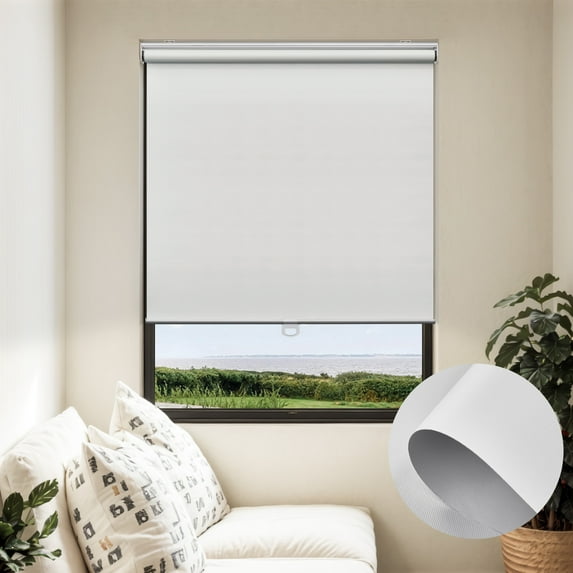 Keego Cordless Roller Shades for Window Mini Blackout Roller Blinds for Window Doors Custom White, 46"W x 36"H