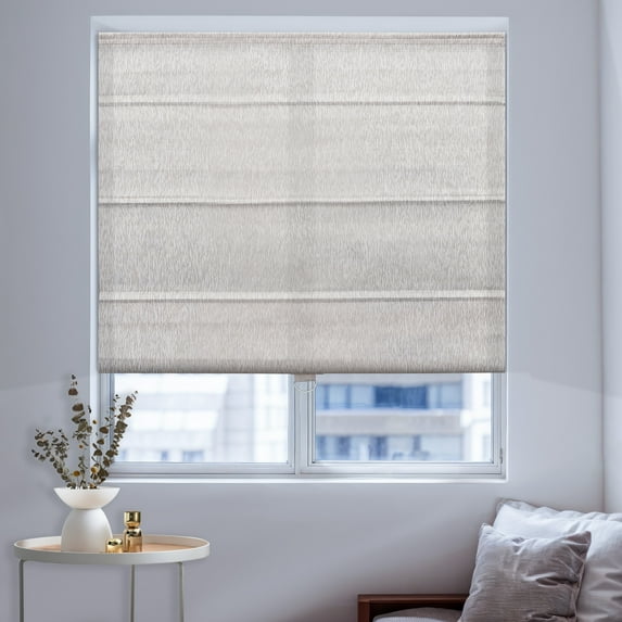 Keego Cordless Roman Shades Fabric Roman Shades for Window Light Filtering Elegant Blinds for Room Custom Size(Natural, 24"W x 68"H)