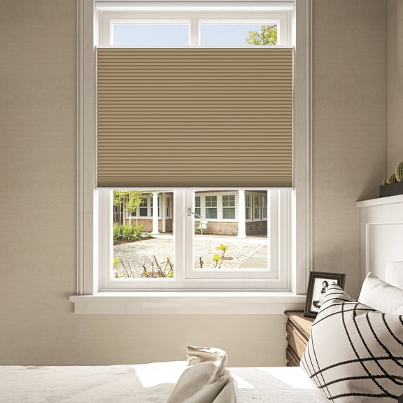 Keego Cordless Top Down Bottom Up Shades Free Moving Cellular Window Blinds Customizable for Home Bedroom Kitchen Decor Coffee 100% Blackout 40"w x 52"h