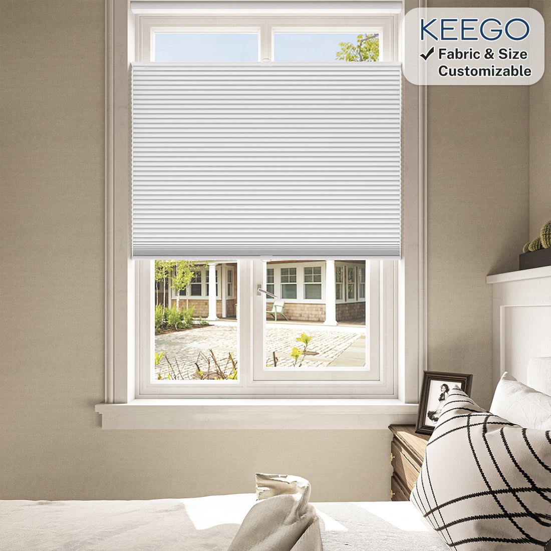 Keego Cordless Top Down Bottom Up Shades Free Moving Cellular Window ...