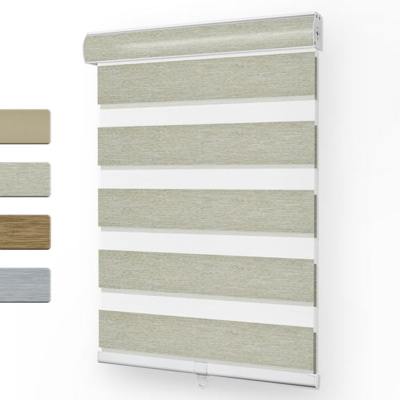 Keego Cordless Zebra Blinds for Windows 85% Blackout Shades Dual Layer Roller Shades for Home Bedroom Office (Autumn Color, 22"W x 36"H