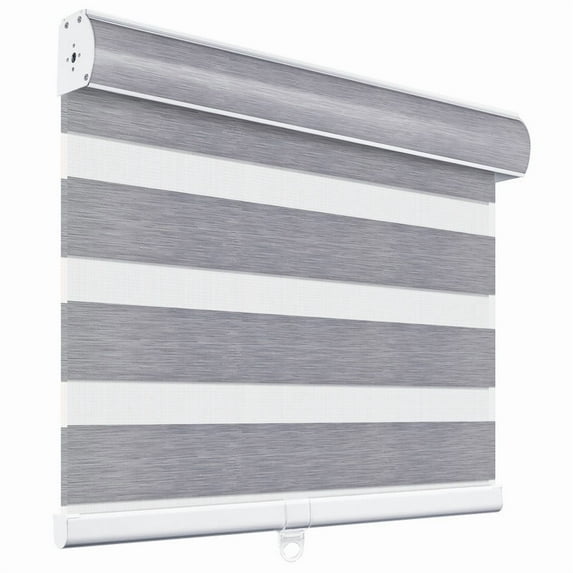 Keego Cordless Zebra Blinds for Windows 85% Blackout Shades Dual Layer Roller Shades for Home Bedroom Office (Grey Color, 24"W x 48"H