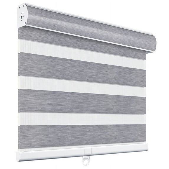 Keego Cordless Zebra Blinds for Windows 85% Blackout Shades Dual Layer Roller Shades for Home Bedroom Office (Grey Color, 29"W x 42"H