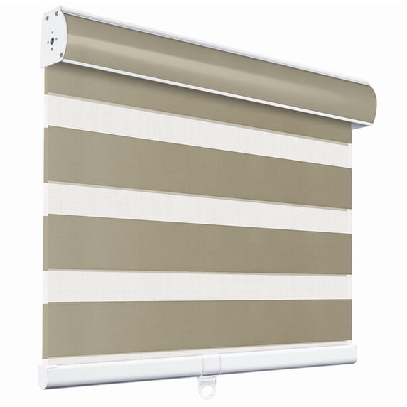 Keego Cordless Zebra Blinds for Windows 85% Blackout Shades Dual Layer Roller Shades for Home Bedroom Office (Sand Color, 65"W x 72"H