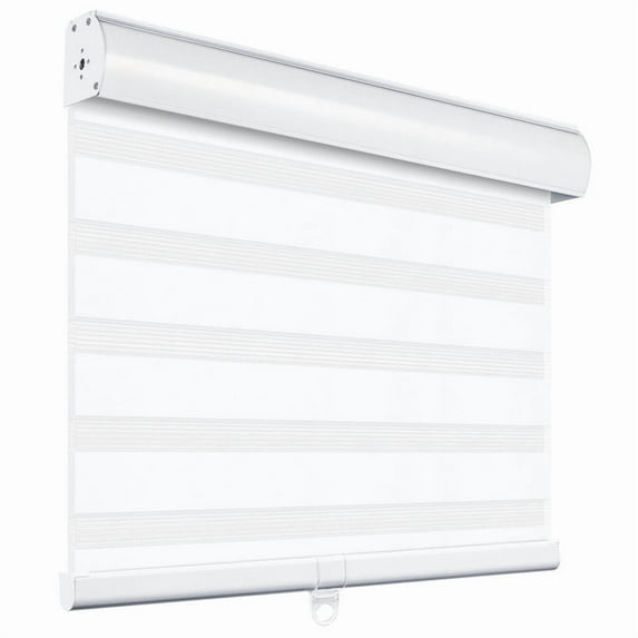 Keego Cordless Zebra Blinds for Windows 85% Blackout Shades Dual Layer Roller Shades for Home Bedroom Office (White Color, 26"W x 66"H