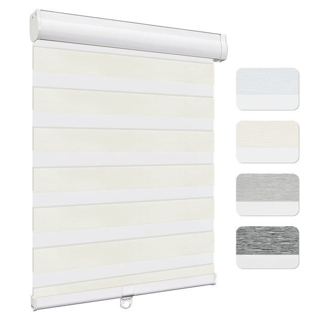 Keego Custom Size Zebra Shades for Windows Privacy Cordless Windows Shades for Home Office, Beige, 47"W x 72"H