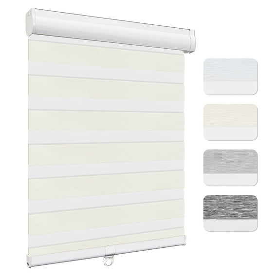 Keego Custom Size Zebra Shades for Windows Privacy Cordless Windows Shades for Home Office, Beige, 53"W x 78"H
