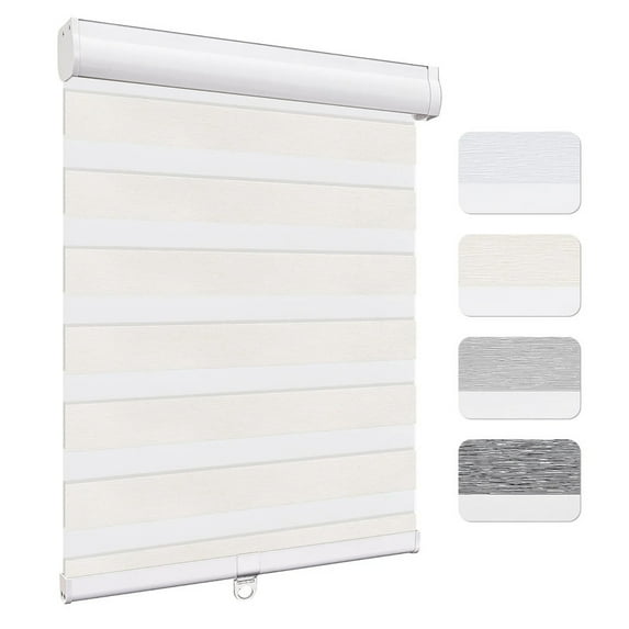 Keego Custom Size Zebra Shades for Windows Privacy Cordless Windows Shades for Home Office, Beige, 57"W x 72"H
