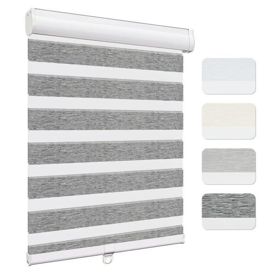 Keego Custom Size Zebra Shades for Windows Privacy Cordless Windows Shades for Home Office, Dark Gray, 37"W x 42"H