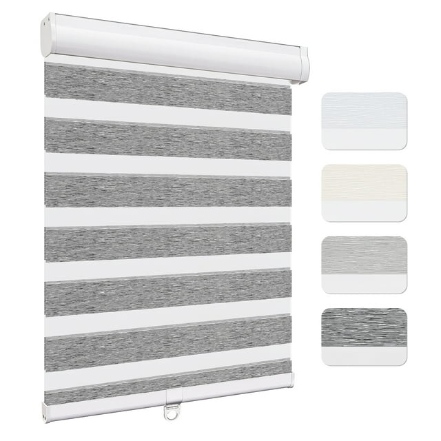 Keego Custom Size Zebra Shades for Windows Privacy Cordless Windows Shades for Home Office, Dark Gray, 39"W x 42"H