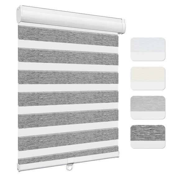 Keego Custom Size Zebra Shades for Windows Privacy Cordless Windows Shades for Home Office, Dark Gray, 64"W x 78"H