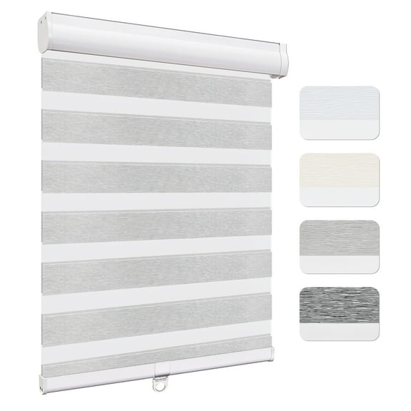 Keego Custom Size Zebra Shades for Windows Privacy Cordless Windows Shades for Home Office, Gray, 34"W x 60"H