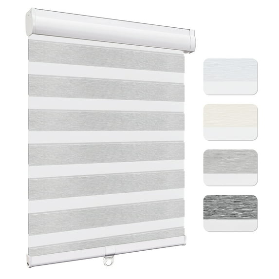 Keego Custom Size Zebra Shades for Windows Privacy Cordless Windows Shades for Home Office, Gray, 66"W x 78"H