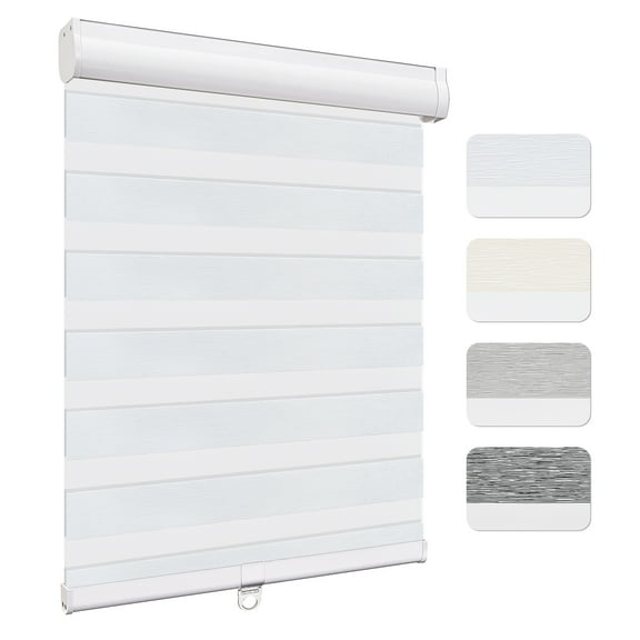 Keego Custom Size Zebra Shades for Windows Privacy Cordless Windows Shades for Home Office, White, 22"W x 36"H