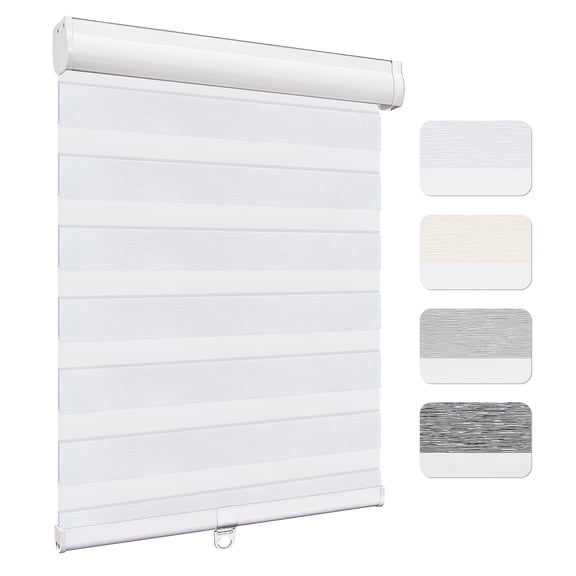 Keego Custom Size Zebra Shades for Windows Privacy Cordless Windows Shades for Home Office, White, 35"W x 60"H