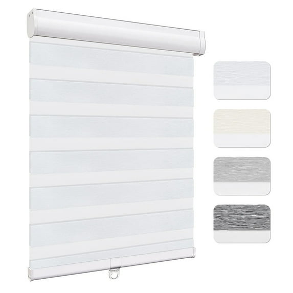 Keego Custom Size Zebra Shades for Windows Privacy Cordless Windows Shades for Home Office, White, 55"W x 78"H