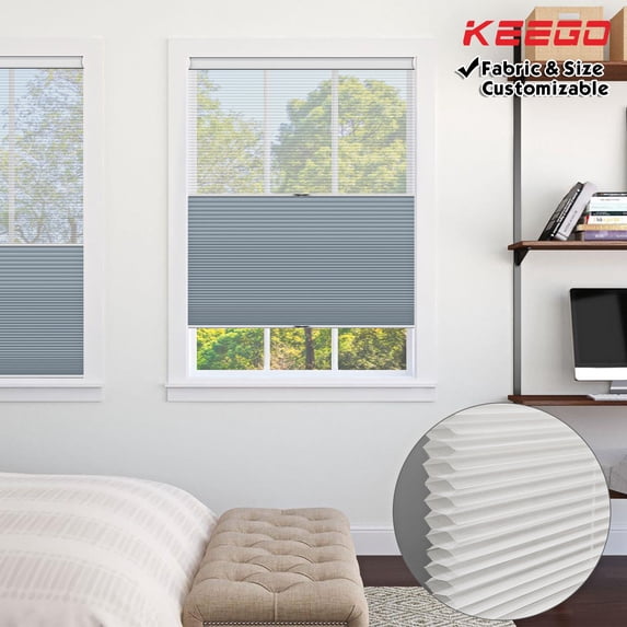 Keego Day and Night Cordless Cellular Shade Adjustable Dual Use Honeycomb Window Shade Light Filtering Sheer and Blackout Light Slate Blue 33.0"w x 40"h