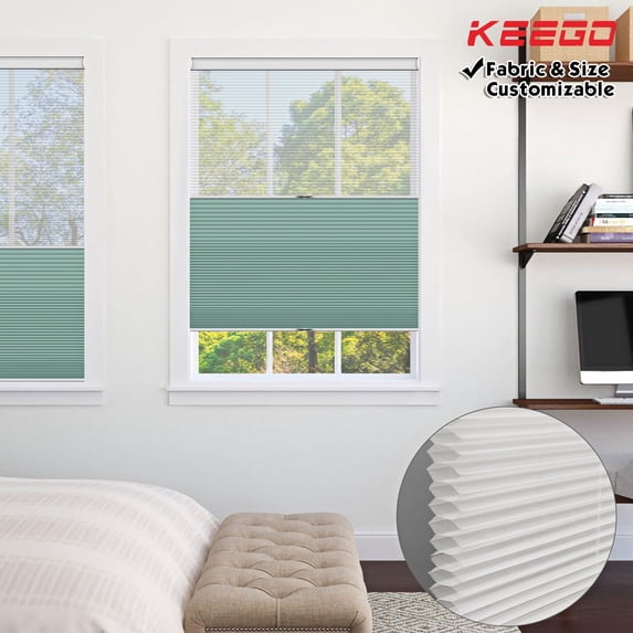 Keego Day and Night Cordless Cellular Shade Adjustable Dual Use Honeycomb Window Blinds Light Filtering Sheer and Blackout Powder Blue 34.5"w x 68"h