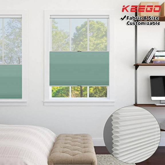 Keego Day and Night Cordless Cellular Shade Adjustable Dual Use Honeycomb Window Blinds Light Filtering Sheer and Blackout Powder Blue 42.5"w x 48"h