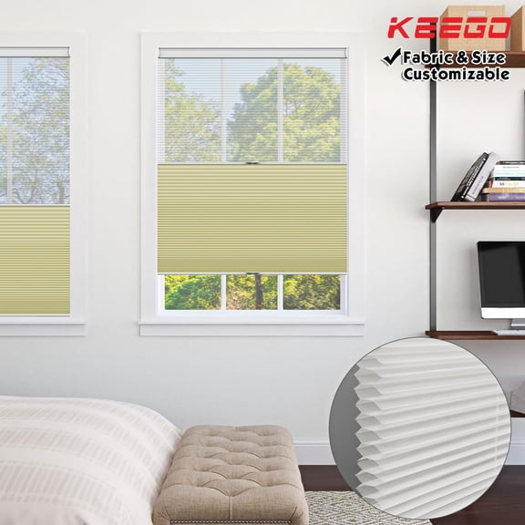 Keego Day and Night Cordless Cellular Shade Adjustable Dual Use Honeycomb Window Shade Light Filtering Sheer and Blackout Beige 30.0"w x 52"h