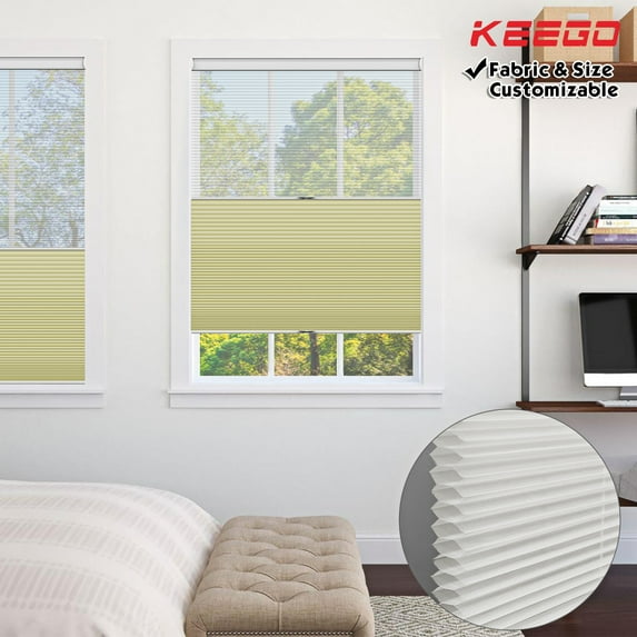 Keego Day and Night Cordless Cellular Shade Adjustable Dual Use Honeycomb Window Shade Light Filtering Sheer and Blackout Beige 43.0"w x 56"h