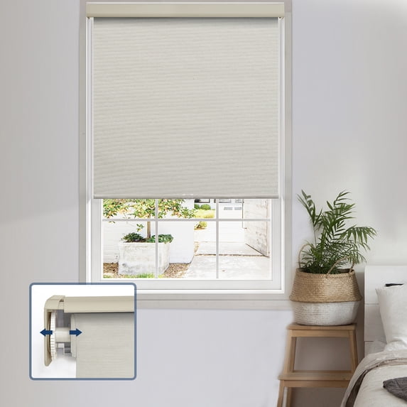Keego No Drill Cordless Roller Shades No Tools Blinds Tension Blackout Roller Shades for Window Easy to Install Custom Size Shades (Beige Blackout, 21"W x 60"H)