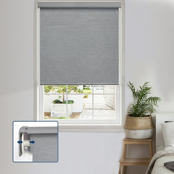 Keego No Drill Cordless Roller Shades No Tools Blinds Tension Blackout Roller Shades for Window Easy to Install Custom Size Shades (Dark Grey Blackout, 36"W x 60"H)