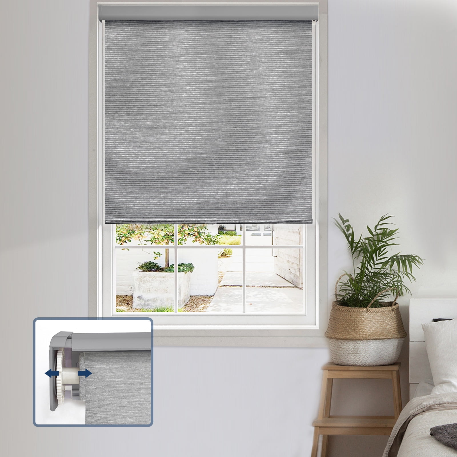 Keego No Drill Cordless Roller Shades No Tools Blinds Tension Blackout Roller Shades for Window Easy to Install Custom Size Shades (Light Grey Blackout, 42.5"W x 42"H)