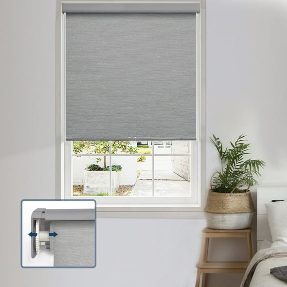 Keego No Drill Cordless Roller Shades No Tools Blinds Tension Blackout Roller Shades for Window Easy to Install Custom Size Shades (Light Grey Blackout, 42.5"W x 60"H)