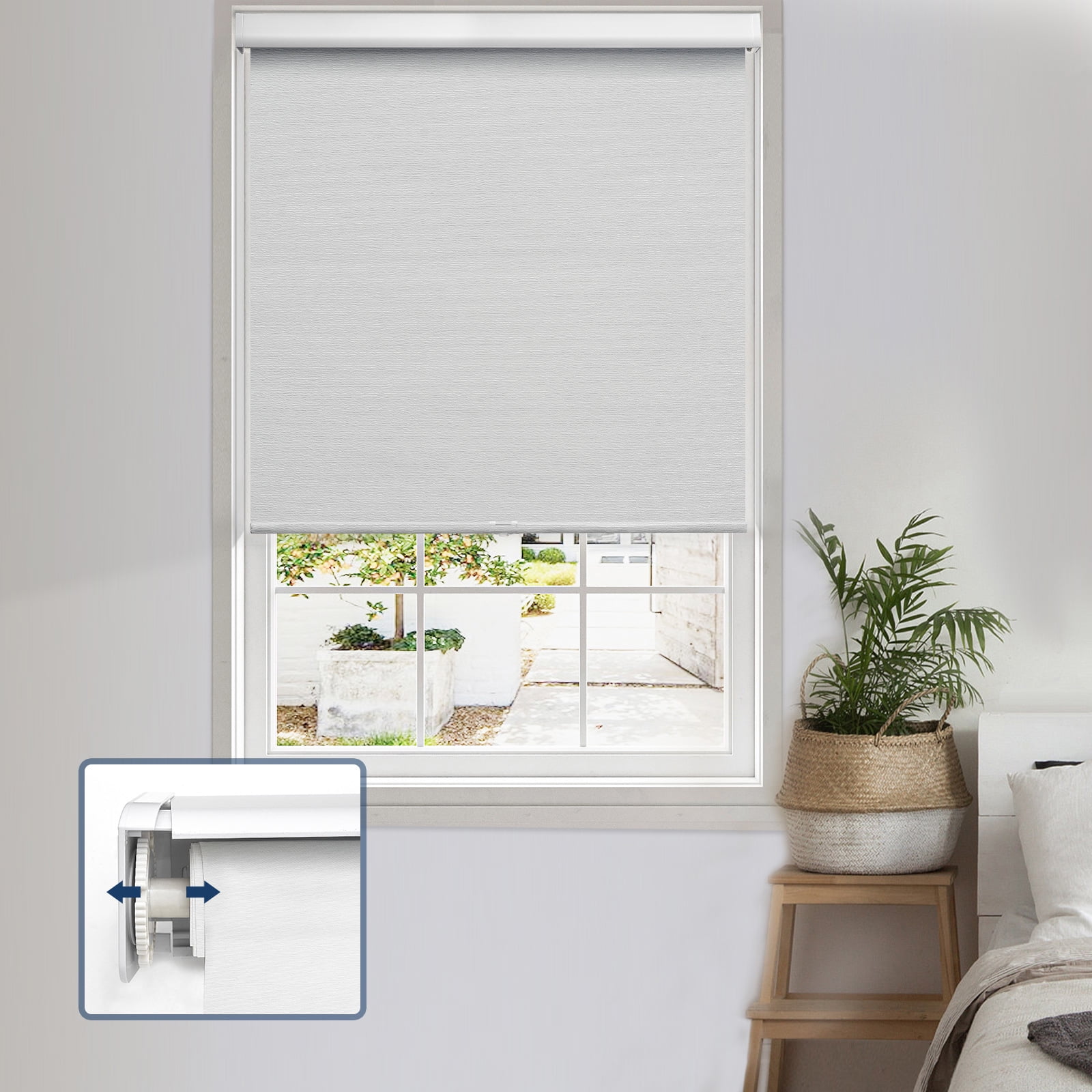 Keego No Drill Cordless Roller Shades No Tools Blinds Tension Blackout Roller Shades for Window Easy to Install Custom Size Shades (White Blackout, 19"W x 78"H)