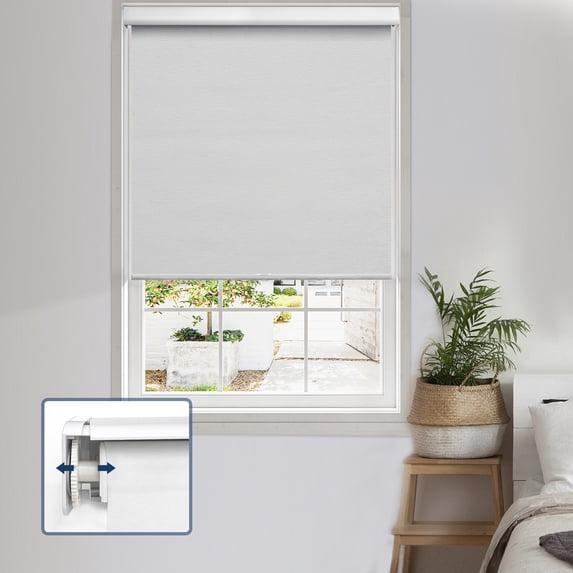 Keego No Drill Cordless Roller Shades No Tools Blinds Tension Blackout Roller Shades for Window Easy to Install Custom Size Shades (White Blackout, 45"W x 42"H)