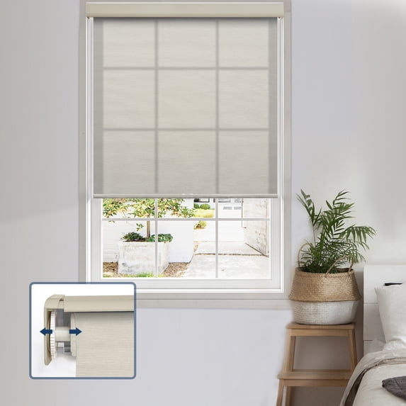 Keego No Drill Cordless Roller Shades No Tools Blinds Tension Light Filtering Roller Shades for Window Easy to Install Custom Size Shades (Beige 21.5"W x 78"H)