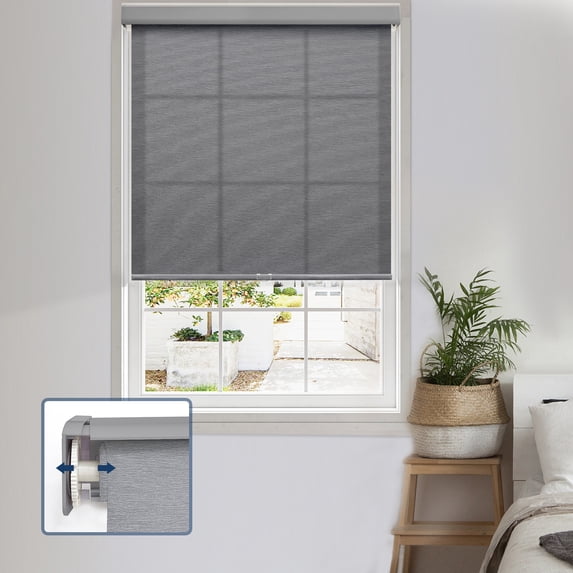 Keego No Drill Cordless Roller Shades No Tools Blinds Tension Light Filtering Roller Shades for Window Easy to Install Custom Size Shades (Dark Grey 48"W x 42"H)