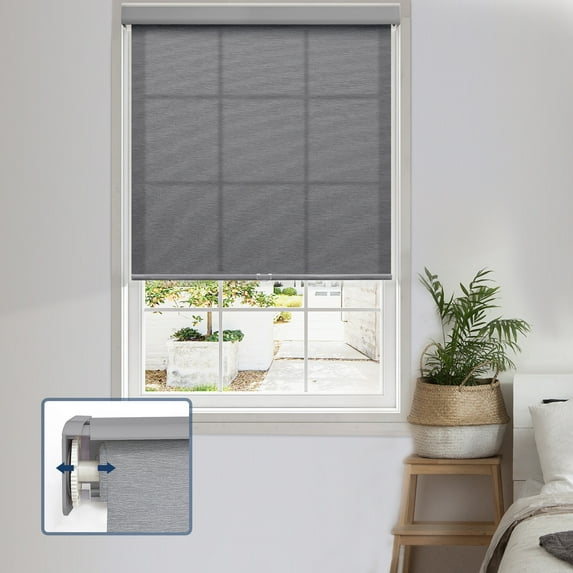 Keego No Drill Cordless Roller Shades No Tools Blinds Tension Light Filtering Roller Shades for Window Easy to Install Custom Size Shades (Dark Grey 50"W x 42"H)