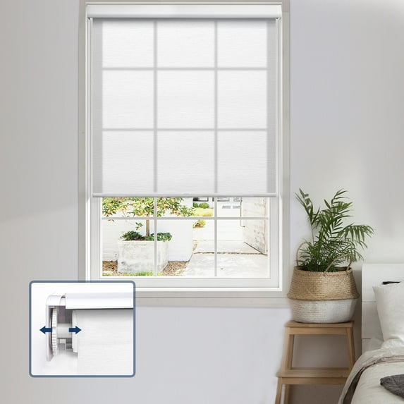 Keego No Drill Cordless Roller Shades No Tools Blinds Tension Light Filtering Roller Shades for Window Easy to Install Custom Size Shades (White 31.5"W x 78"H)